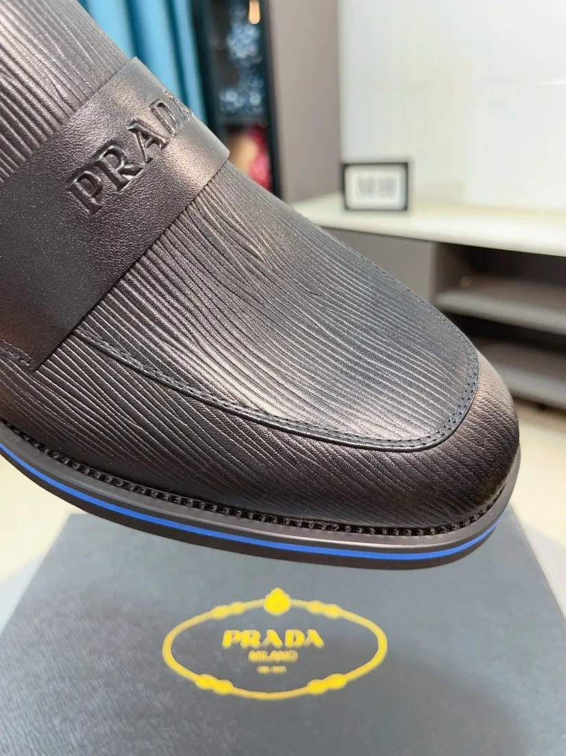 Men's shoes 💰540🌹🌹【PRADA Leather Shoes】Top purchasing agency Original imported Italian custom-made open-edge beaded cowhide leather surface, fully imported water-dyed breathable cowhide lining, original factory special molded sole super comfortable, size: 38-44